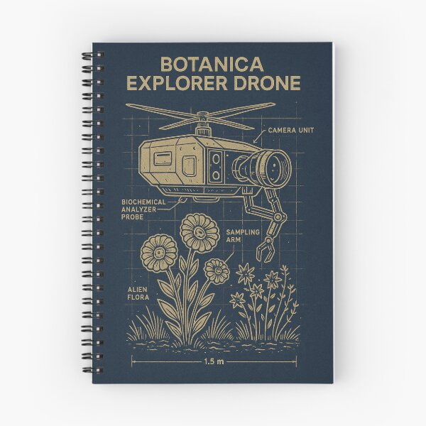 Item preview, Botanica Explorer Drone – Sci-Fi Botanical Drone Blueprint Tech Art designed and sold by Domci.