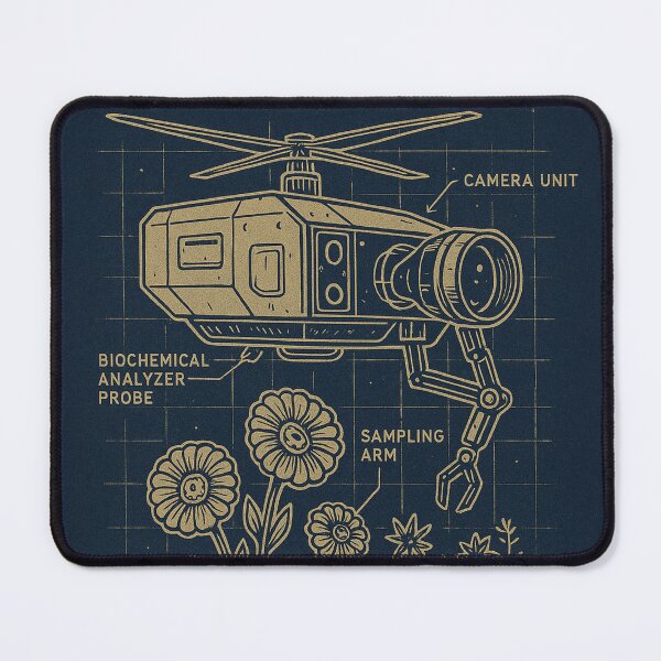 Item preview, Botanica Explorer Drone – Sci-Fi Botanical Drone Blueprint Tech Art designed and sold by Domci.
