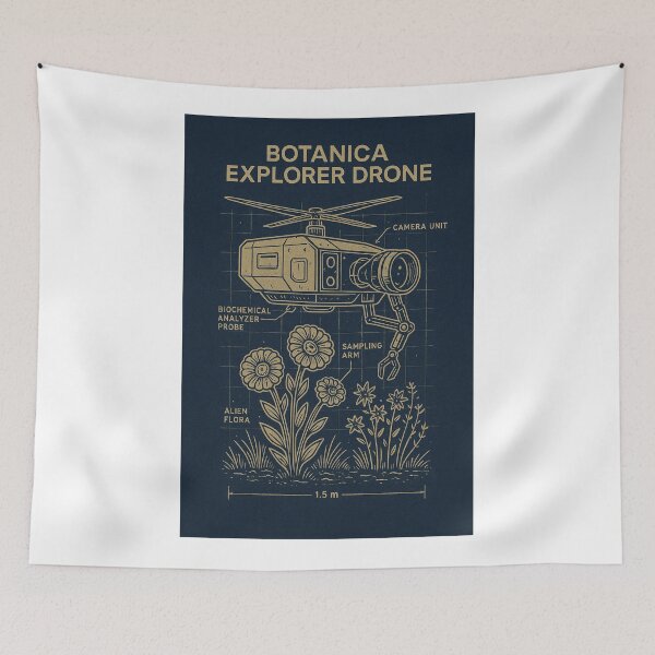 Item preview, Botanica Explorer Drone – Sci-Fi Botanical Drone Blueprint Tech Art designed and sold by Domci.
