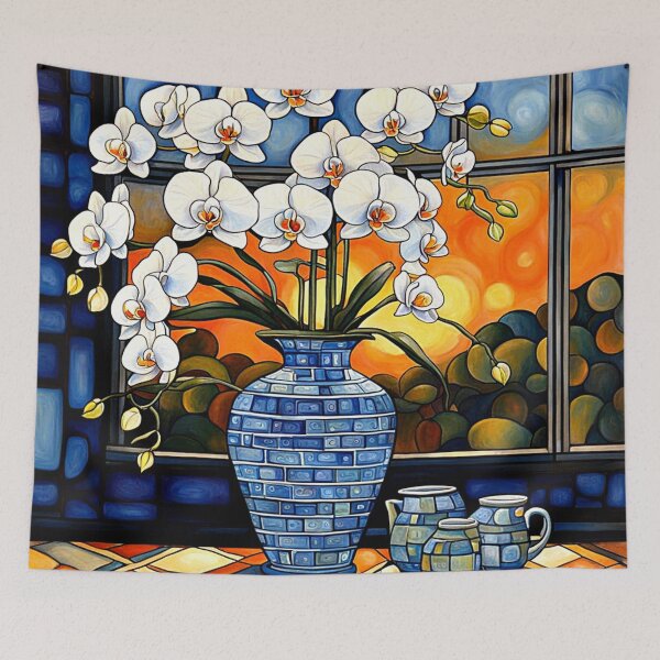 Item preview, Orchids in vase on windowsill 2 designed and sold by George Hutton Hunter.