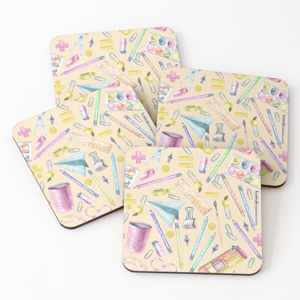 Item preview, Whimsical Watercolor School Supplies Desk Mat – Paper Airplane & Stationery Pattern designed and sold by FestivityFinds.