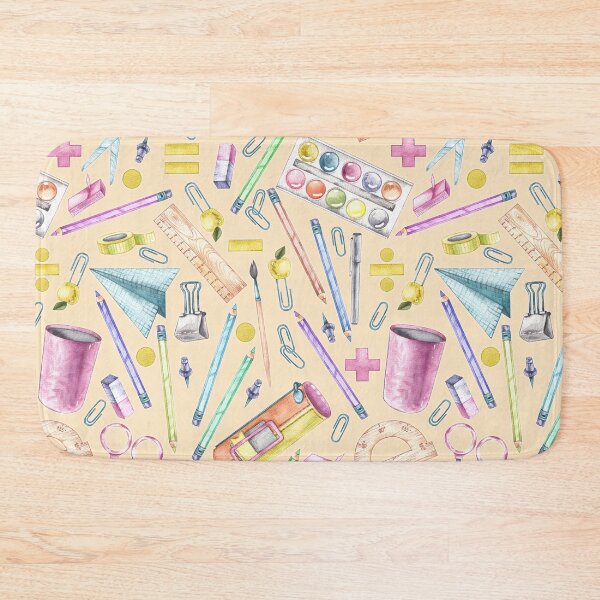 Item preview, Whimsical Watercolor School Supplies Desk Mat – Paper Airplane & Stationery Pattern designed and sold by FestivityFinds.