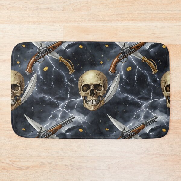Item preview, Pirates Skulls and Crossed Weapons Pattern designed and sold by Wild-way Art.