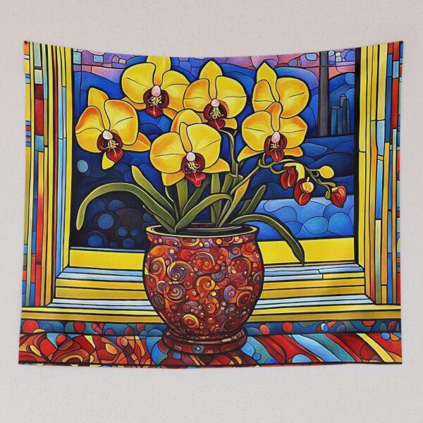 Item preview, Orchids in vase on windowsill 4 designed and sold by George Hutton Hunter.