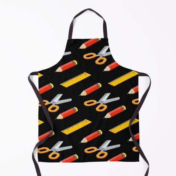 Item preview, Bold Pencil, Scissors & Ruler Pattern – Minimal School Supplies Desk Mat on Black designed and sold by FestivityFinds.