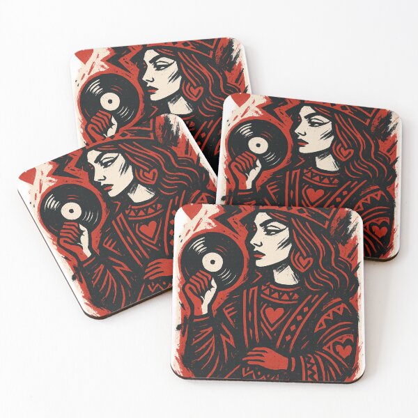 Item preview, Funky Queen of Hearts Vinyl DJ Playing Card Design designed and sold by Tee-Shirt-Topia.