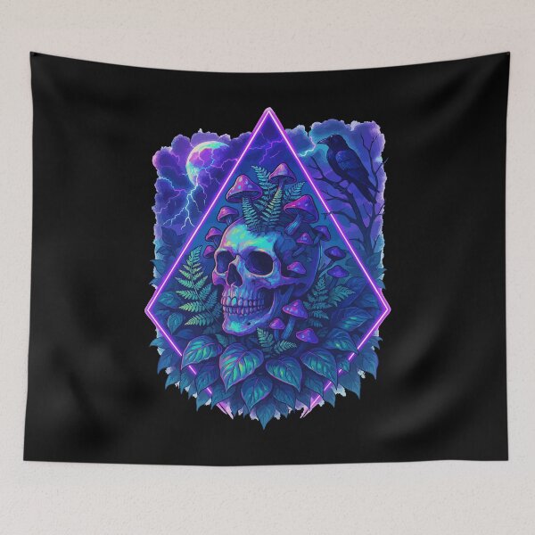 Item preview, Botany Skeleton Overgrown Plants Raven Goth Vaporwave designed and sold by TomFrontierArt.