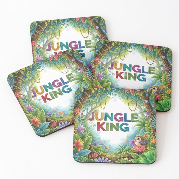 Item preview, Jungle King | Vibrant Cartoon Jungle Art with Animals and Flowers designed and sold by xkanpur.
