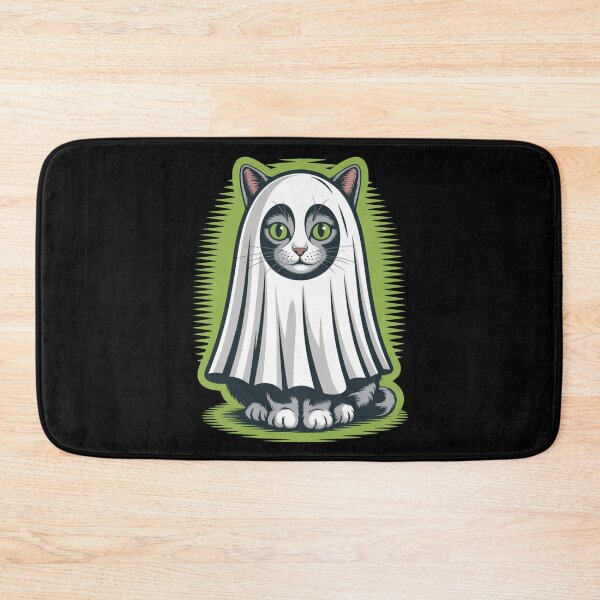 Item preview, Ghostly Purr – Cute Cat in Ghost Costume Illustration designed and sold by bimumonji.