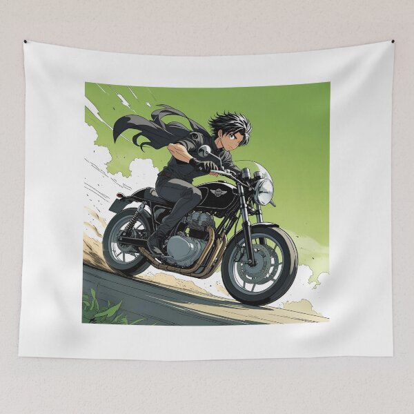 Item preview, Speed Samurai – Green Sky Anime Rider in Motion T-Shirt designed and sold by MOTAS FASHION .
