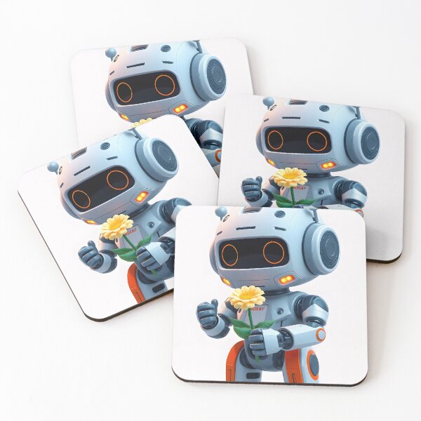 Item preview, Adorable 3D Rendered Robot Holding a Yellow Flower, Cute Futuristic Design designed and sold by Jayara [Born To Reign].