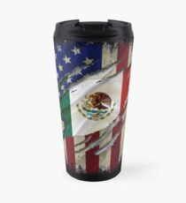Proud Mexican American - American Flag with the Mexican Flag inside show Mexican roots Travel Mug