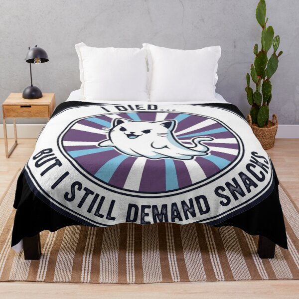 Item preview, I Died But I Still Demand Snacks Grumpy Ghost Cat designed and sold by Owcomm.