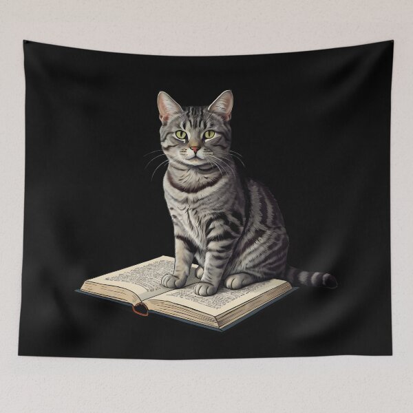 Item preview, Tabby Cat sitting on an Open Book designed and sold by FieldScent.