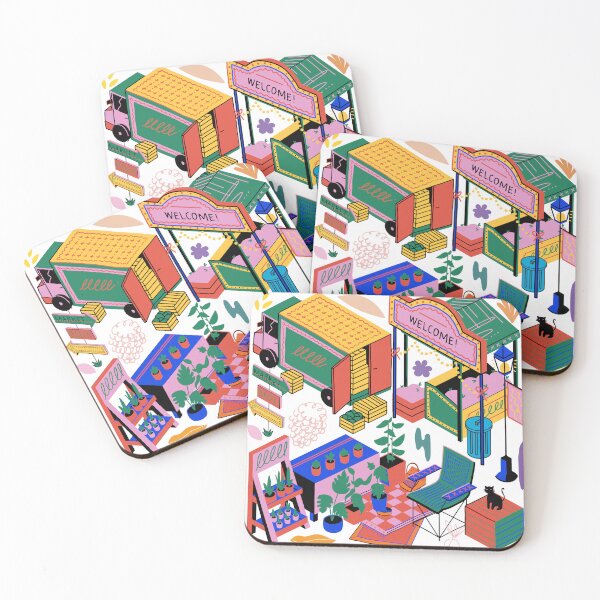Item preview, Colorful Farmers Market Illustration – Vibrant Retro Outdoor Market Scene designed and sold by lunacustomsph.