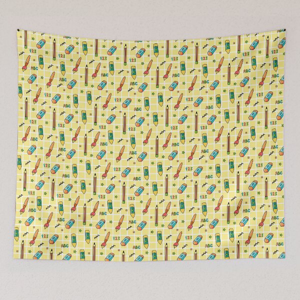 Item preview, Playful School Supplies Pattern with Pencils and Crayons Drawstring Bags designed and sold by FestivityFinds.