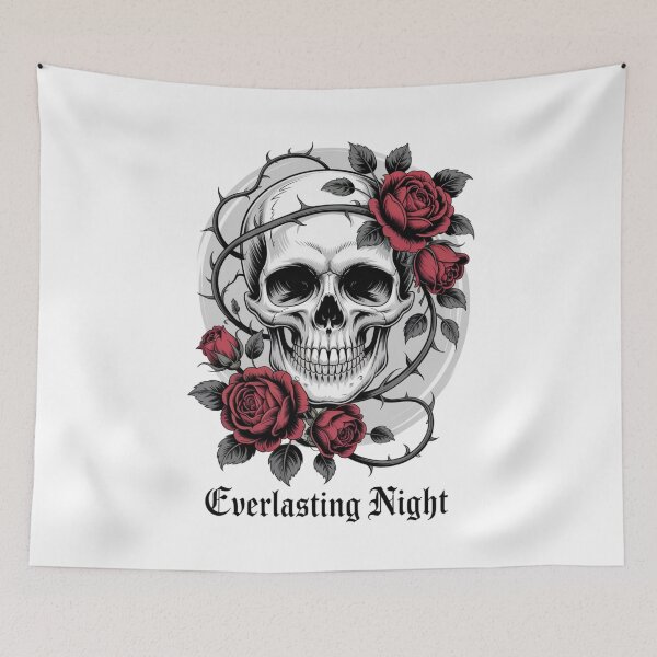 Item preview, Everlasting Night – Gothic Skull & Roses Illustration designed and sold by bimumonji.