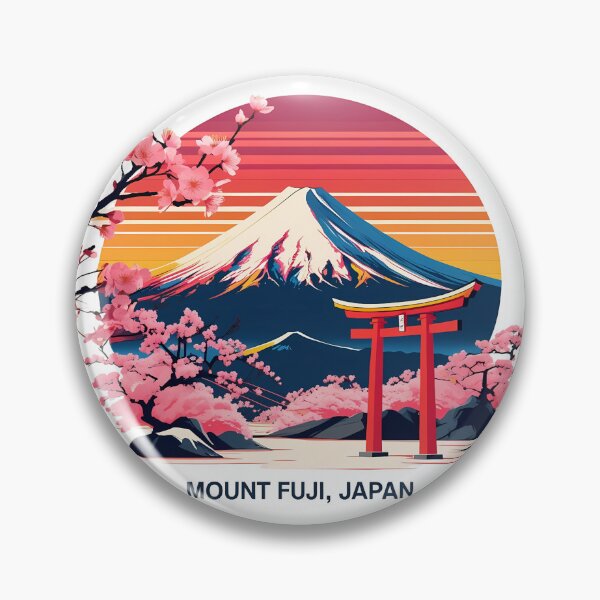 Item preview, Mount Fuji Japan – Retro Flat 2D Sunset Vector with Cherry Blossoms & Red Torii | Travel Japan Art designed and sold by LoliDesignShop.