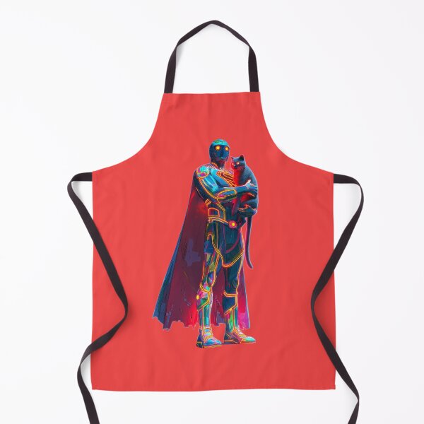 Item preview, Neon Guardian with Cat | Futuristic Hero Art Illustration designed and sold by LoomisDreams.