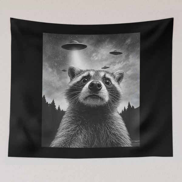 Item preview, Raccoon UFO Encounter | Cute Alien Abduction Funny Space Animal designed and sold by Teez Haven.