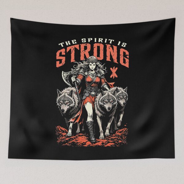 Item preview, Viking Woman Shield Maiden Strong Norse Spirit Wolf Pack designed and sold by GrandeDuc.