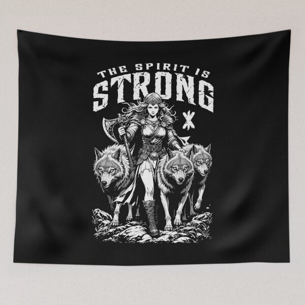Item preview, Viking Woman Shield Maiden Strong Norse Spirit Wolf Pack designed and sold by GrandeDuc.