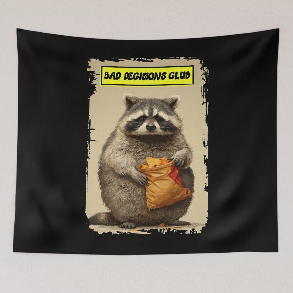 Item preview, Raccoon with Chips: Bad Decisions Club designed and sold by Enea Kelo.
