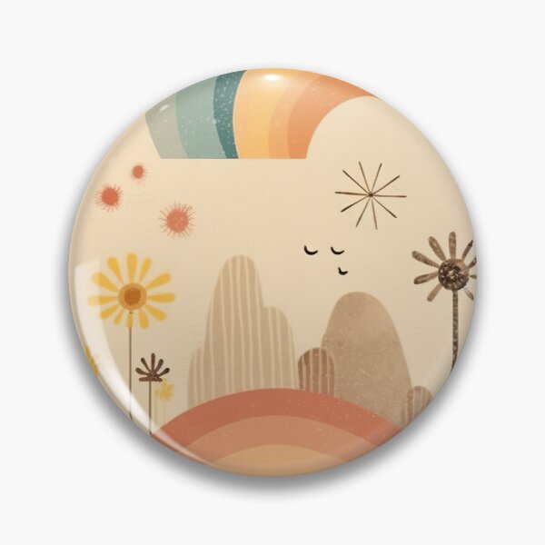 Item preview, Minimalist Retro Rainbows and Mountains – Boho Pastel Landscape Art designed and sold by StudioDina.