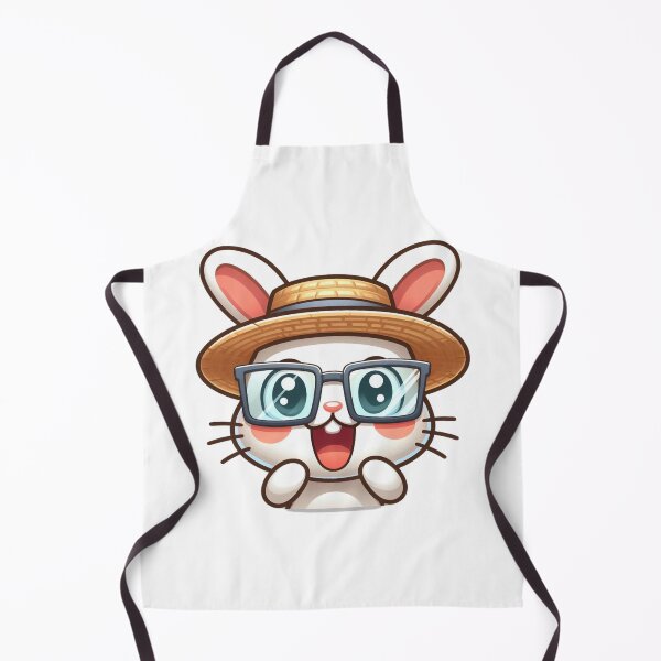Item preview, Excited Cartoon Bunny in Straw Hat and Glasses designed and sold by Confuzz1ed.