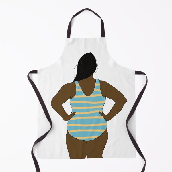 Item preview, Swimsuit Back Body Positivity Dark Brown Skin Blue and Yellow Stripes designed and sold by spooniecentral.