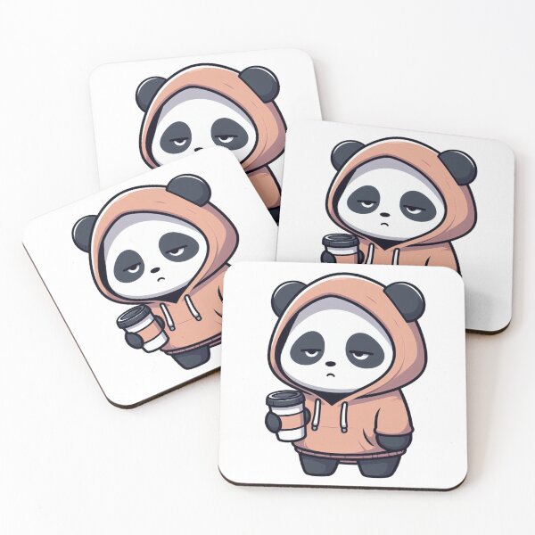 Item preview, Exhausted Cartoon Panda in Hoodie with Coffee Cup designed and sold by Confuzz1ed.