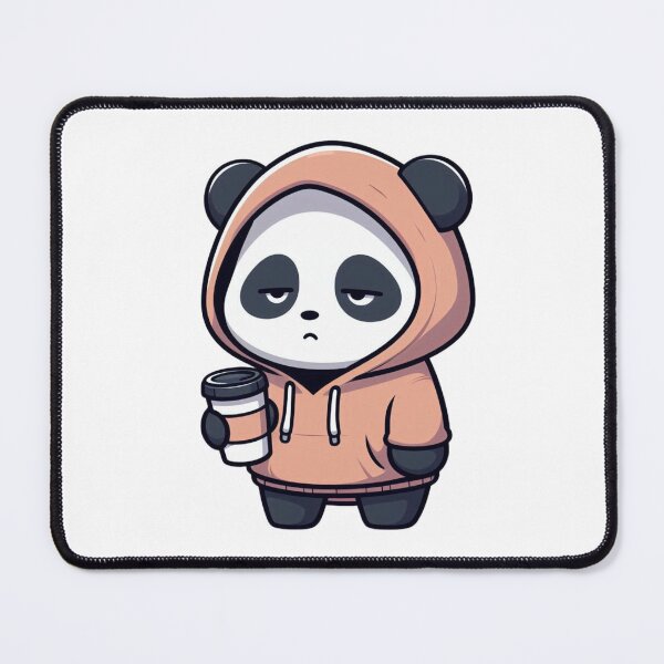 Item preview, Exhausted Cartoon Panda in Hoodie with Coffee Cup designed and sold by Confuzz1ed.