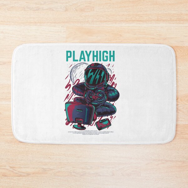 Artikelvorschau, „PLAYHIGH“ – Retro-futuristischer Astronauten-Gamer mit kosmischem Hintergrund entworfen und verkauft von TeesHearts100.