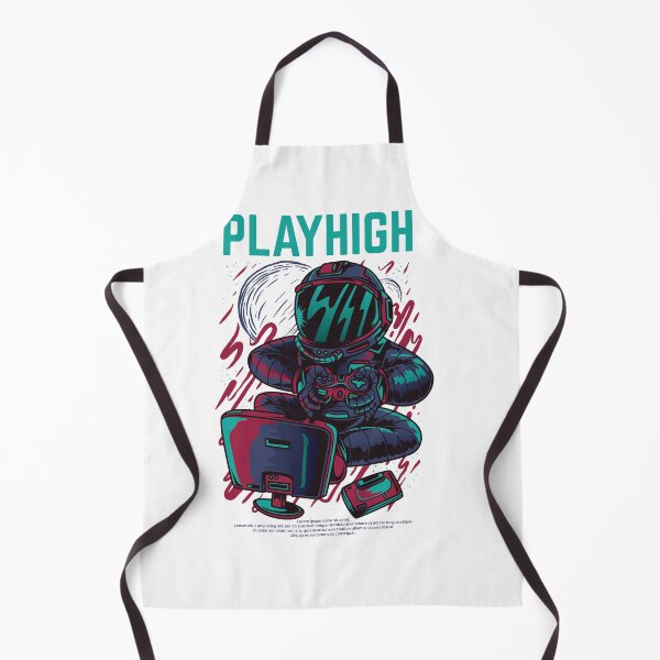 Artikelvorschau, „PLAYHIGH“ – Retro-futuristischer Astronauten-Gamer mit kosmischem Hintergrund entworfen und verkauft von TeesHearts100.
