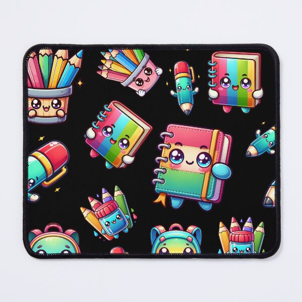 Item preview, Colourful kawaii artist pencils and pen pattern designed and sold by BritishDelights.
