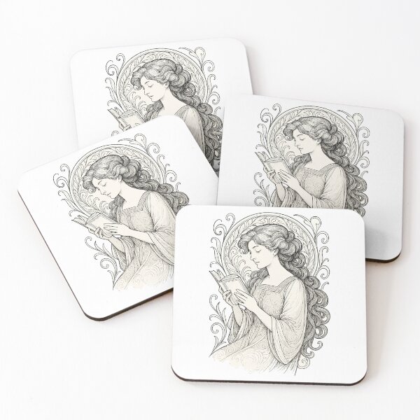Item preview, Book Books Reading Woman Art Nouveau Gift designed and sold by Pineapple-Tree.