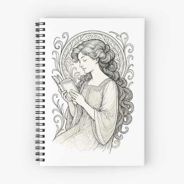 Item preview, Book Books Reading Woman Art Nouveau Gift designed and sold by Pineapple-Tree.