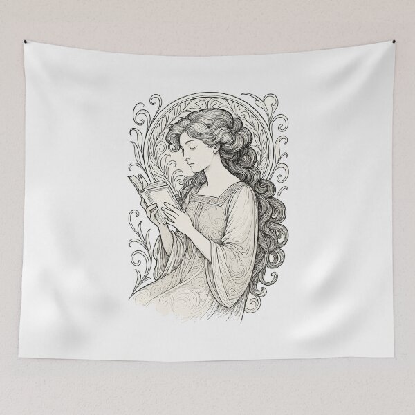 Item preview, Book Books Reading Woman Art Nouveau Gift designed and sold by Pineapple-Tree.