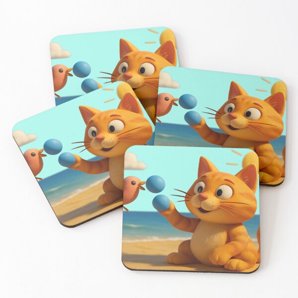 Item preview, Cat & Bird – Beach Day Fun designed and sold by LittleCountess.