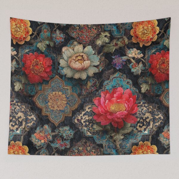 Item preview, Retro Japanese Inspired Floral Pattern designed and sold by HausKatz.