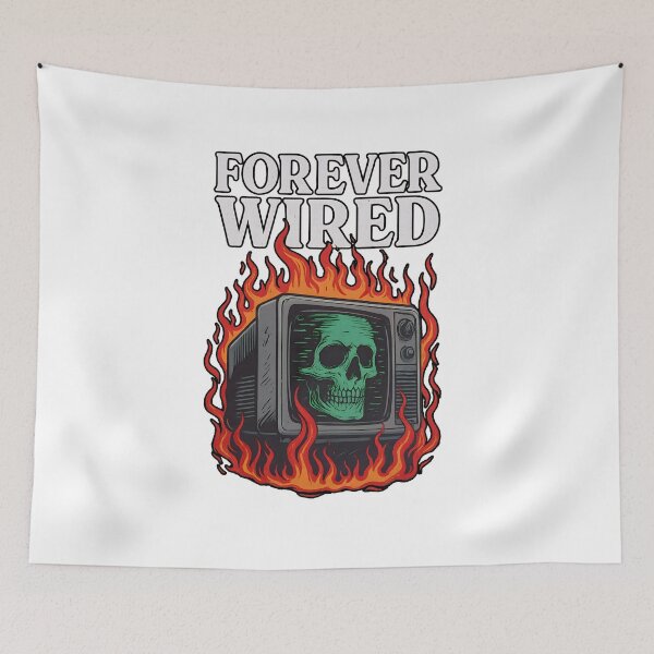 Item preview, Forever Wired Skull TV Flames designed and sold by Shoot-The-Moon.