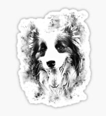 gxp border collie shepherd dog splatter watercolor white Sticker
