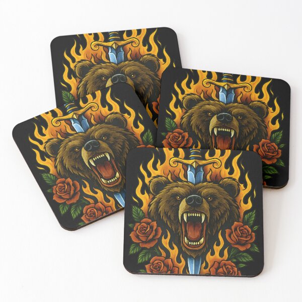 Item preview, Flaming Bear Dagger Rose Tattoo designed and sold by Shoot-The-Moon.