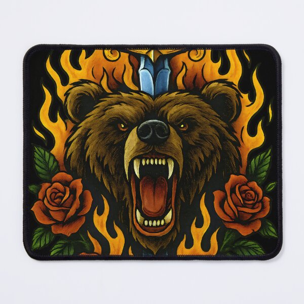 Item preview, Flaming Bear Dagger Rose Tattoo designed and sold by Shoot-The-Moon.