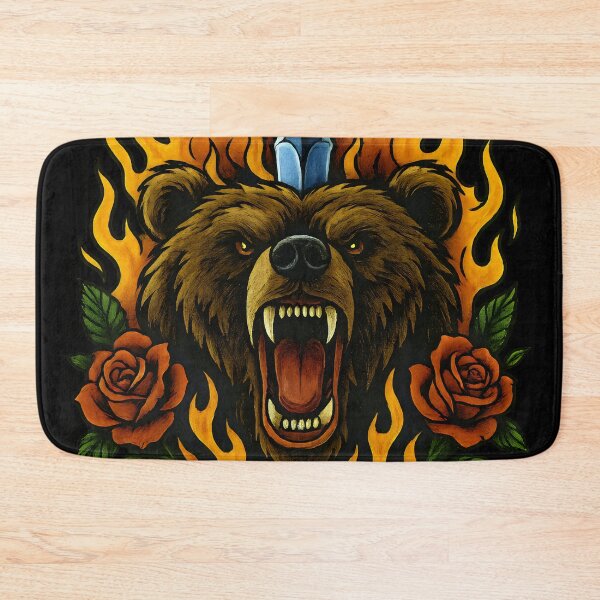Item preview, Flaming Bear Dagger Rose Tattoo designed and sold by Shoot-The-Moon.