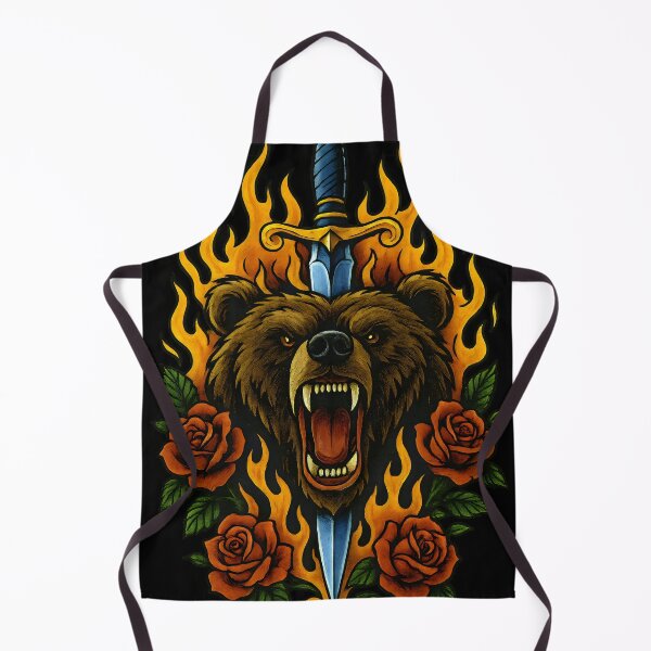 Item preview, Flaming Bear Dagger Rose Tattoo designed and sold by Shoot-The-Moon.
