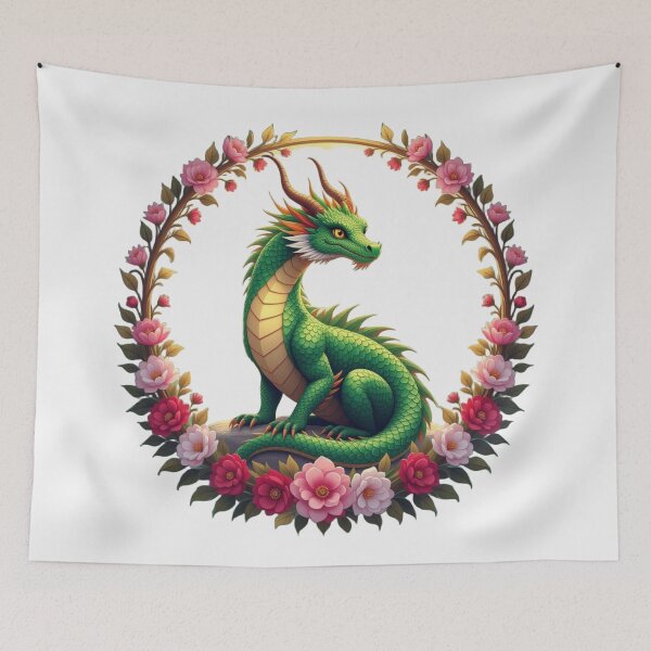Item preview, Dragon With Flowers Artwork designed and sold by Planetporridge.