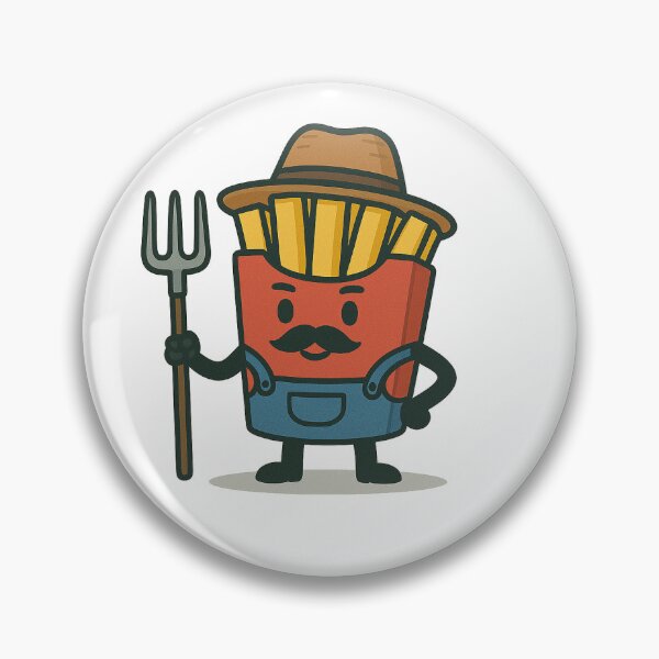 Item preview, Farmer Freddy – Cartoon French Fry Farmer with Pitchfork designed and sold by Potato Marketplace.