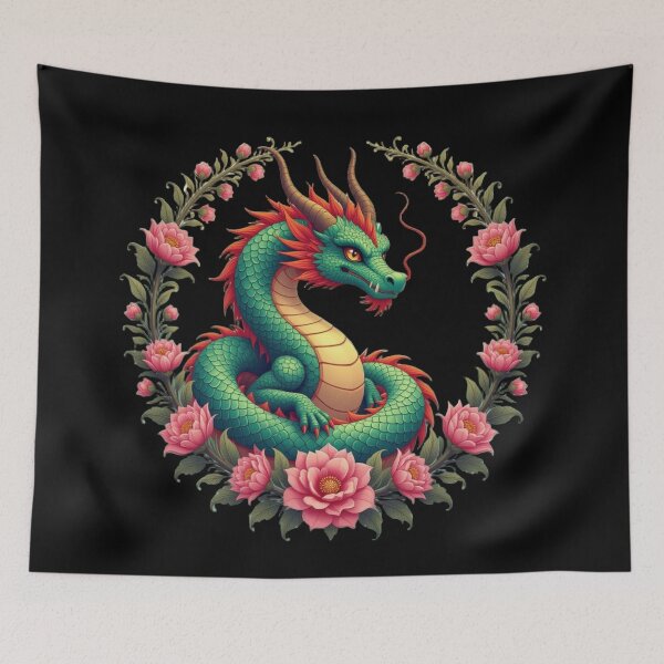 Item preview, Dragon In Flowers Artwork designed and sold by Planetporridge.
