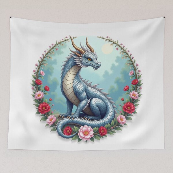 Item preview, Dragon And Flowers designed and sold by Planetporridge.